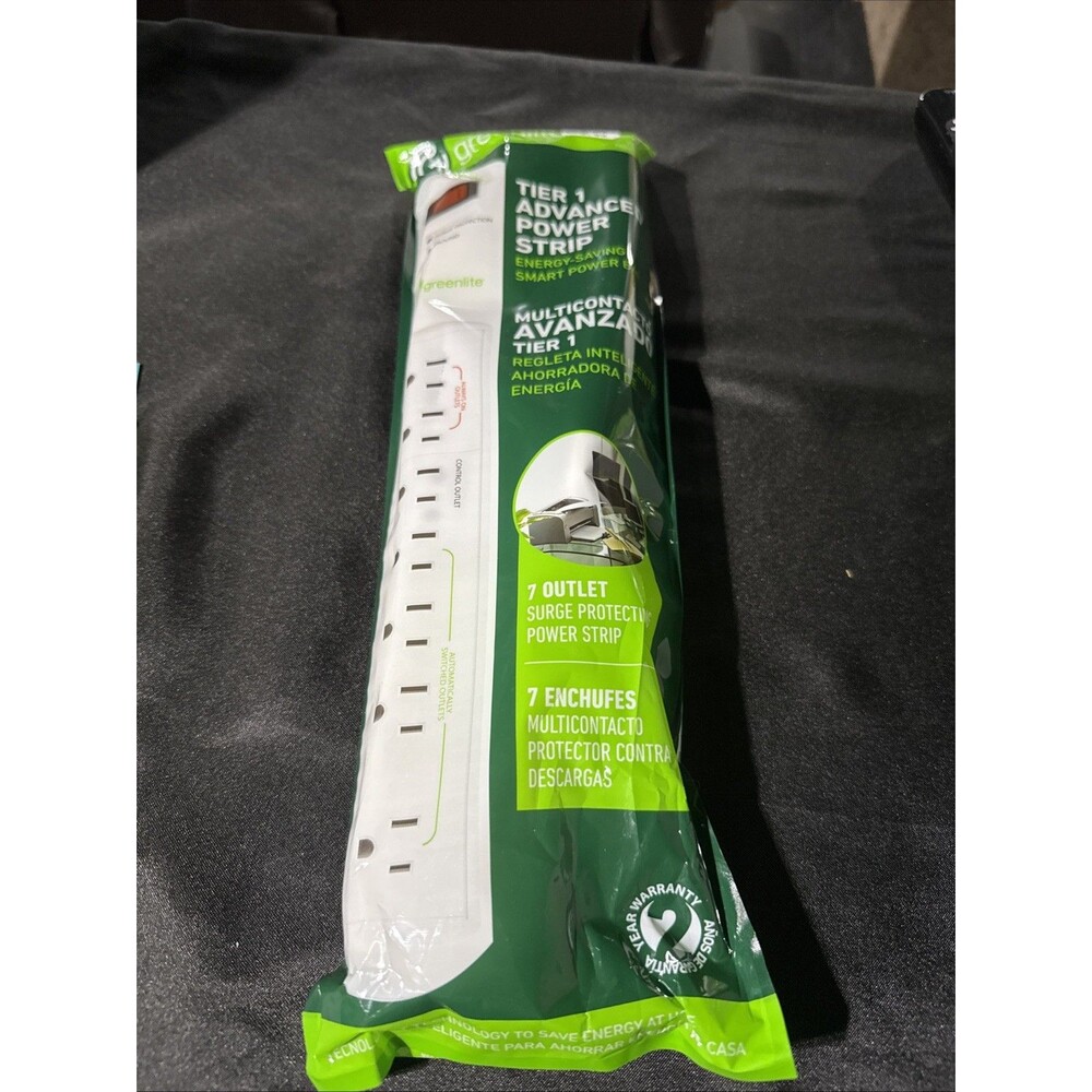 Greenlite Tier 1 Advanced Current Sensing 7 Outlet Power Strip Ideal For PC & TV